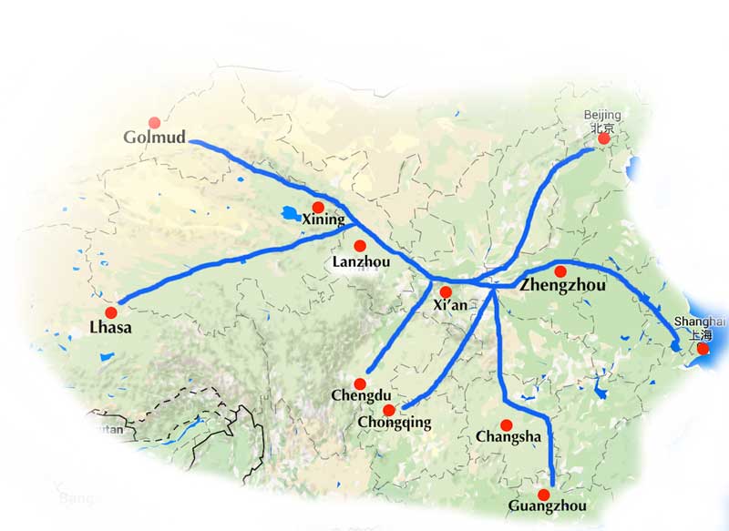Tibet Travel Guide - Railway map