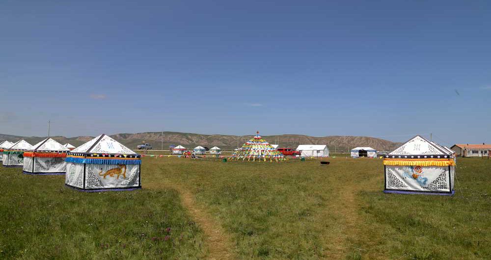 Tibetan festival tents at Qinghai lake