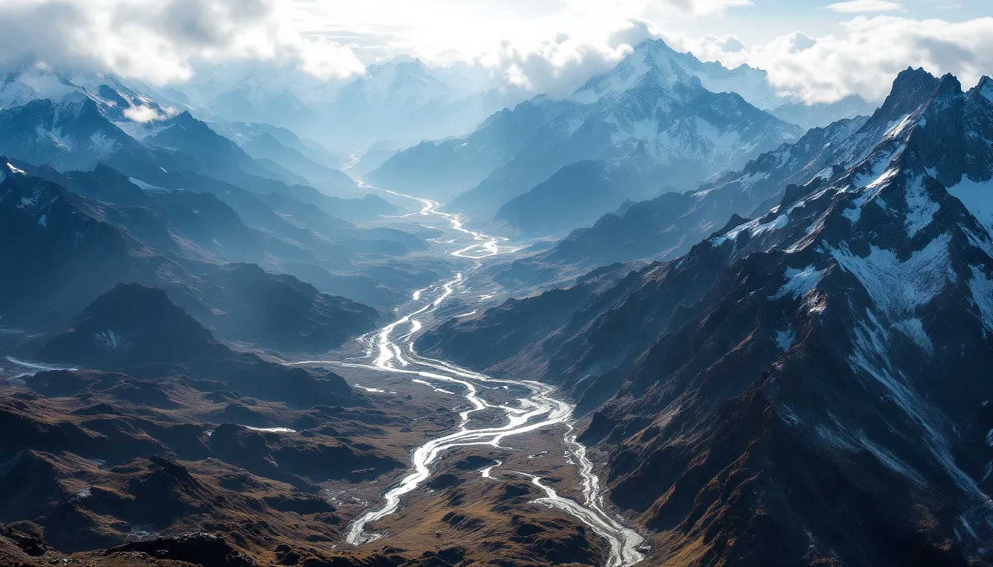 A breathtaking view of the Tibetan Plateau, showcasing its high altitudes.